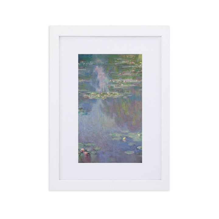 Claude Monet, Seerosen - Poster im Rahmen mit Passepartout Claude Monet Weiß / 21×30 cm artlia