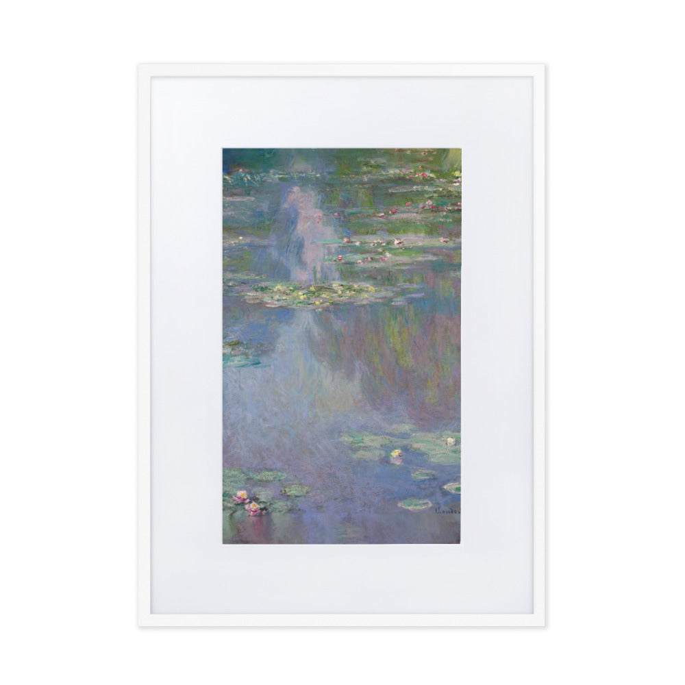 Claude Monet, Seerosen - Poster im Rahmen mit Passepartout Claude Monet Weiß / 50×70 cm artlia