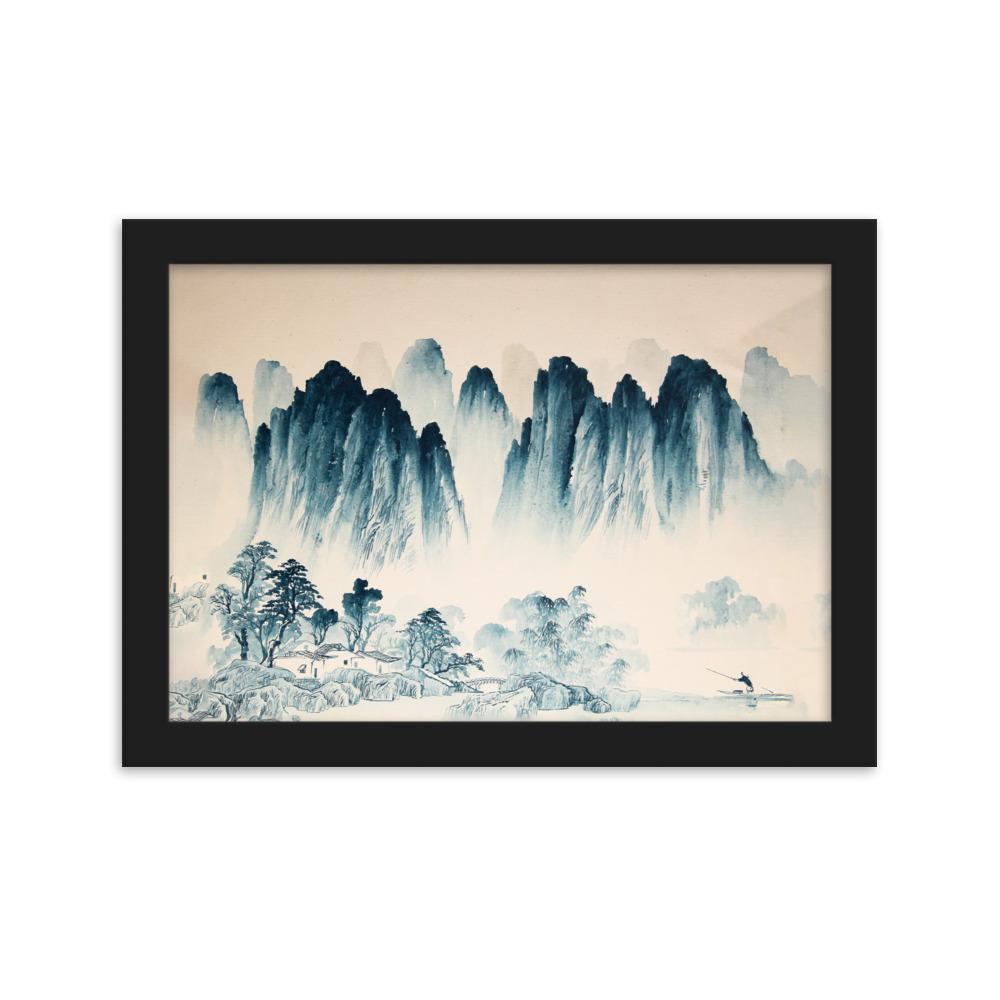 Die Berge Asiens - Poster im Rahmen Kuratoren von artlia Schwarz / 21×30 cm artlia