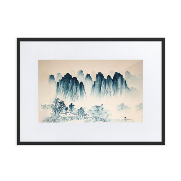 Die Berge Asiens - Poster im Rahmen mit Passepartout artlia Schwarz / 50×70 cm artlia