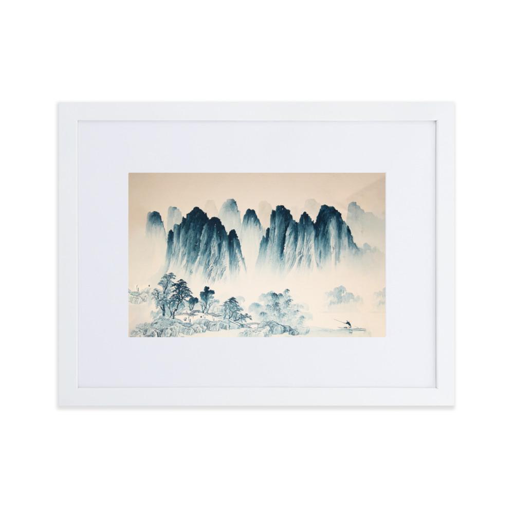 Die Berge Asiens - Poster im Rahmen mit Passepartout artlia Weiß / 30×40 cm artlia
