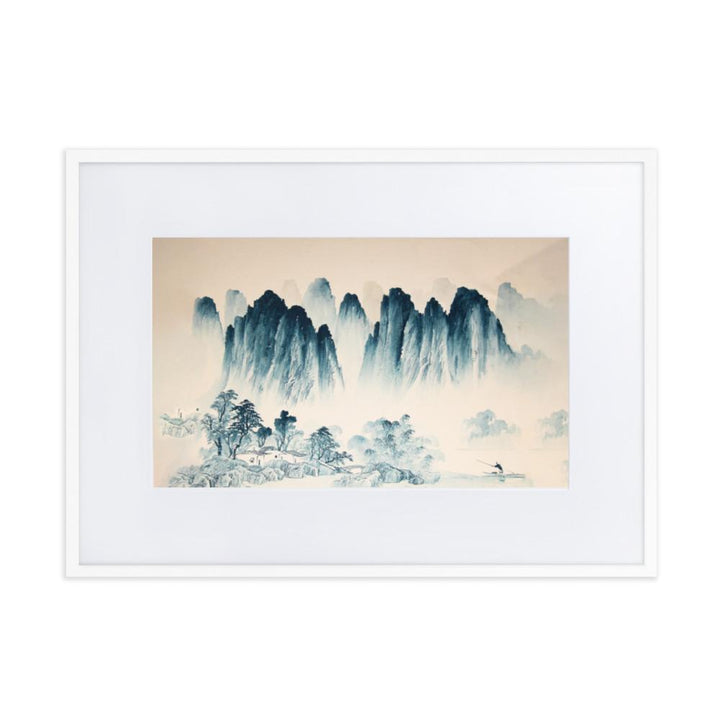 Die Berge Asiens - Poster im Rahmen mit Passepartout artlia Weiß / 50×70 cm artlia