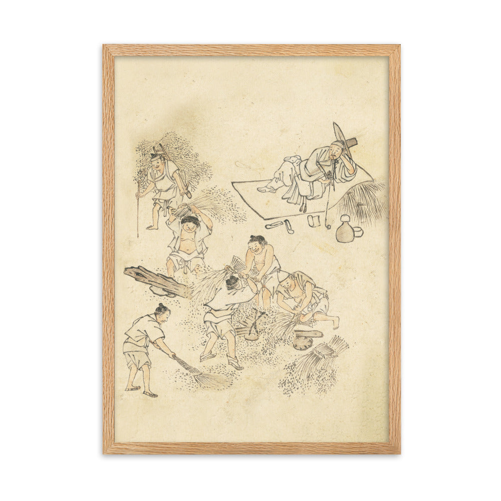 Dreschen, Kim Hong-do - Poster im Rahmen Hong-do Kim Oak / 50×70 cm artlia