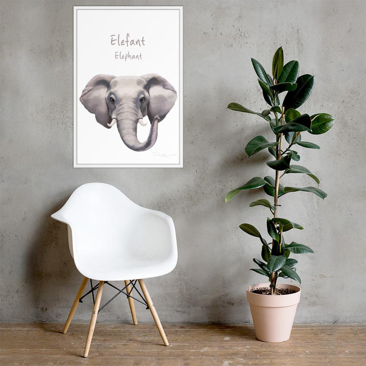 Elefant - Poster im Rahmen dear.bon.vivant weiß / 61x91 cm artlia