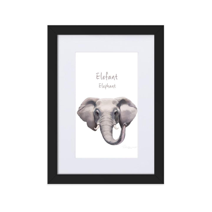 Elefant - Poster im Rahmen mit Passepartout dear.bon.vivant schwarz / 21×30 cm artlia