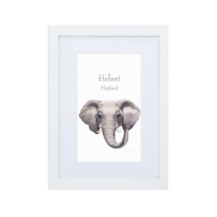 Elefant - Poster im Rahmen mit Passepartout dear.bon.vivant weiß / 21×30 cm artlia