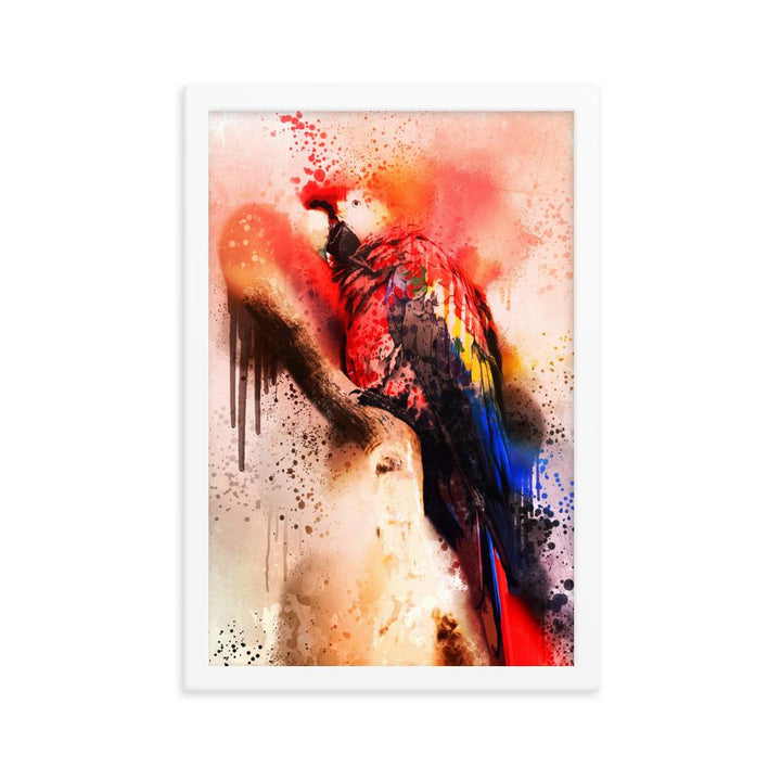 Fantasie Papagei - Poster im Rahmen Kuratoren von artlia weiß / 30x45 cm artlia