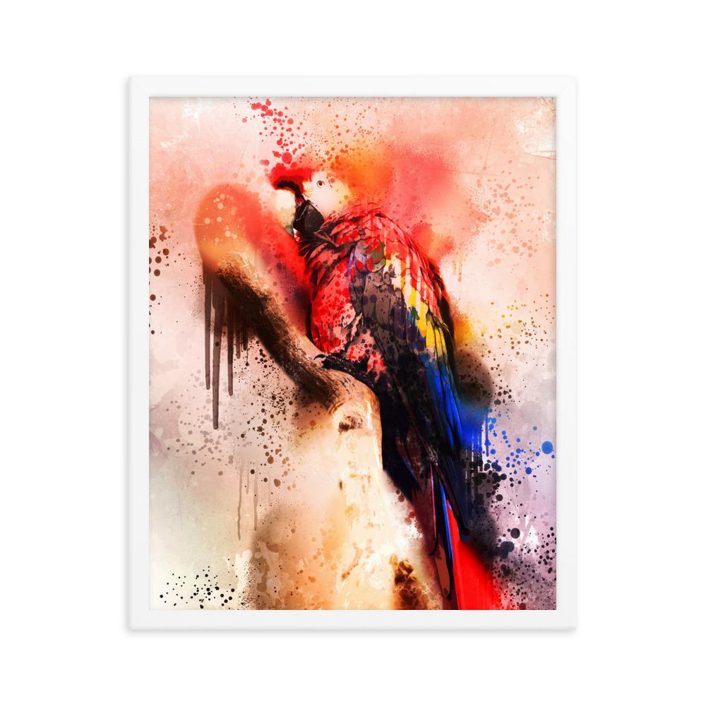 Fantasie Papagei - Poster im Rahmen Kuratoren von artlia weiß / 41x51 cm artlia