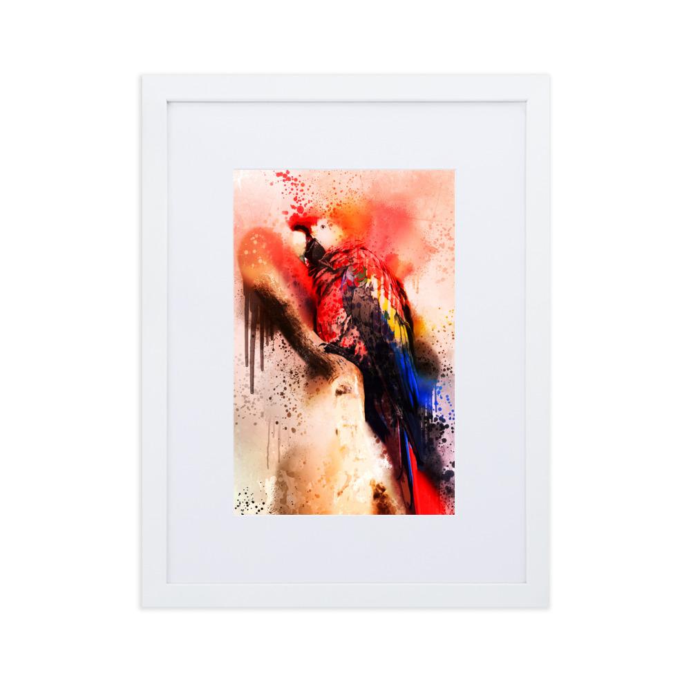 Fantasie Papagei - Poster im Rahmen mit Passepartout Kuratoren von artlia Weiß / 30×40 cm artlia