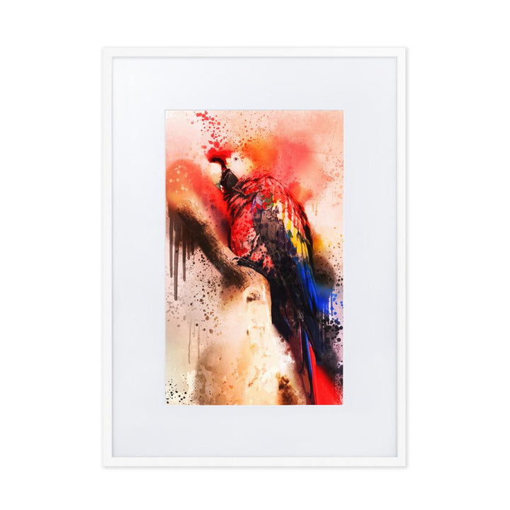 Fantasie Papagei - Poster im Rahmen mit Passepartout Kuratoren von artlia Weiß / 50×70 cm artlia