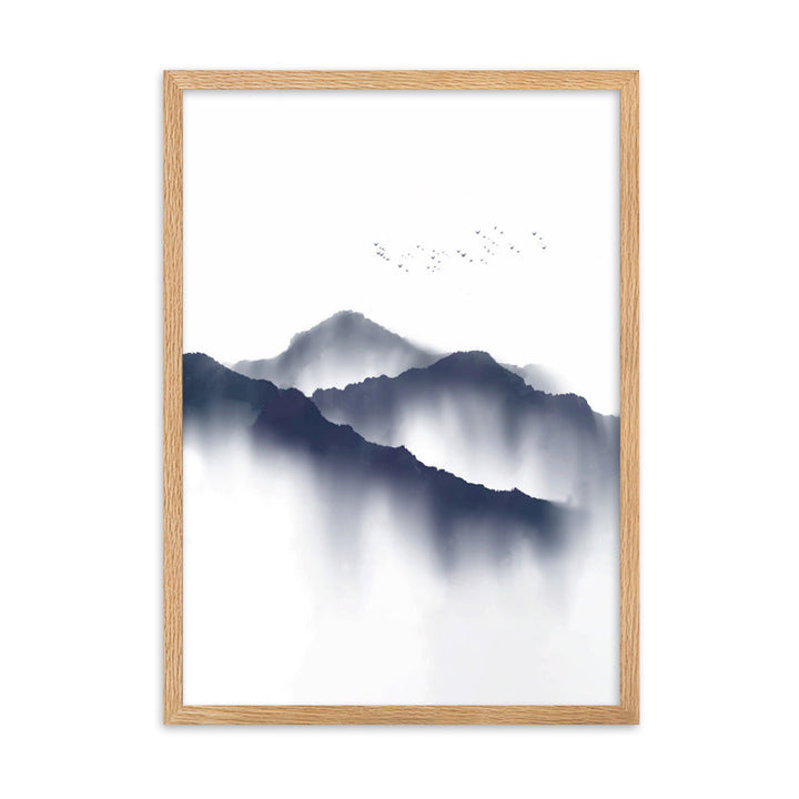 Foggy Mountains neblige Berge - Poster im Rahmen artlia Oak / 50×70 cm artlia