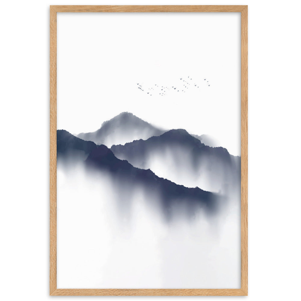 Foggy Mountains neblige Berge - Poster im Rahmen artlia Oak / 61×91 cm artlia