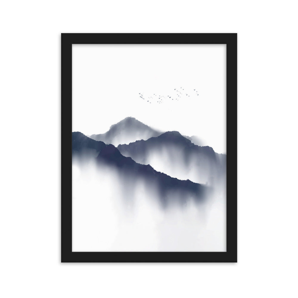 Foggy Mountains neblige Berge - Poster im Rahmen artlia Schwarz / 30×40 cm artlia