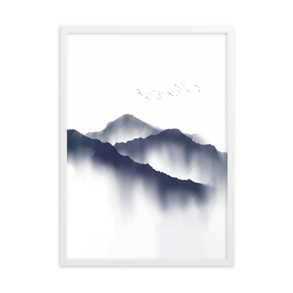 Foggy Mountains neblige Berge - Poster im Rahmen artlia Weiß / 50×70 cm artlia