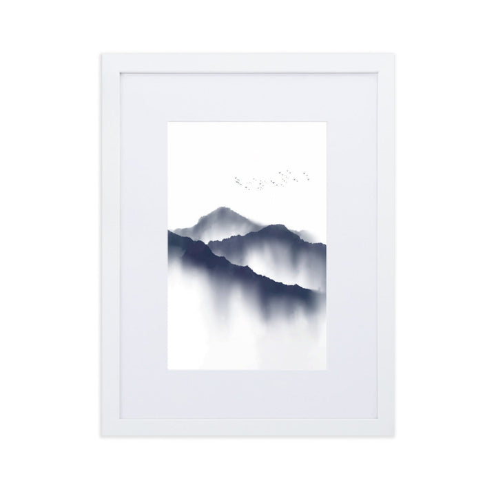 Foggy Mountains neblige Berge - Poster im Rahmen mit Passepartout artlia Weiß / 30×40 cm artlia