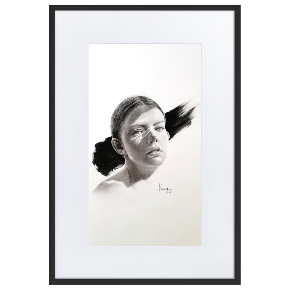 Frau im Licht - Poster im Rahmen mit Passepartout Kwang Jae Lee artlia