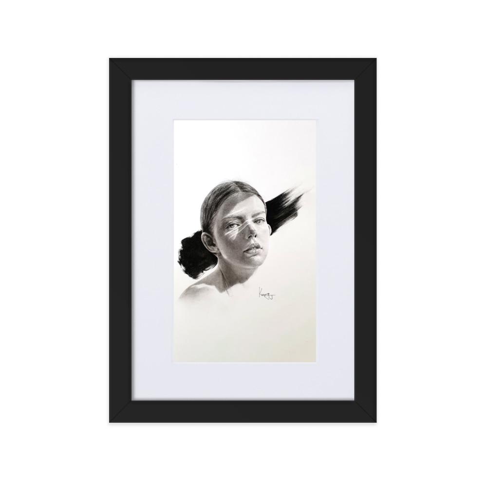 Frau im Licht - Poster im Rahmen mit Passepartout Kwang Jae Lee schwarz / 21×30 cm artlia