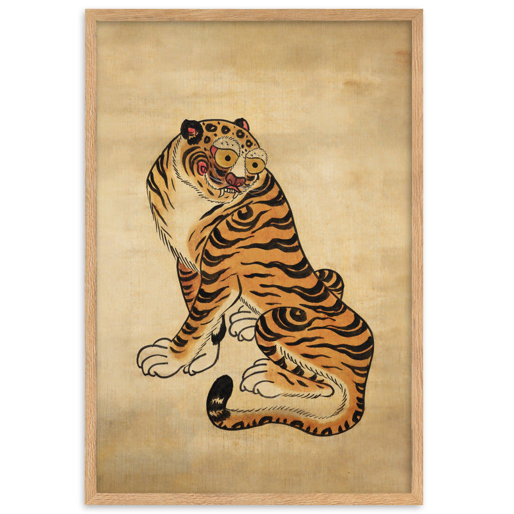 freundlicher Tiger - Poster im Rahmen Kuratoren von artlia Oak / 61×91 cm artlia