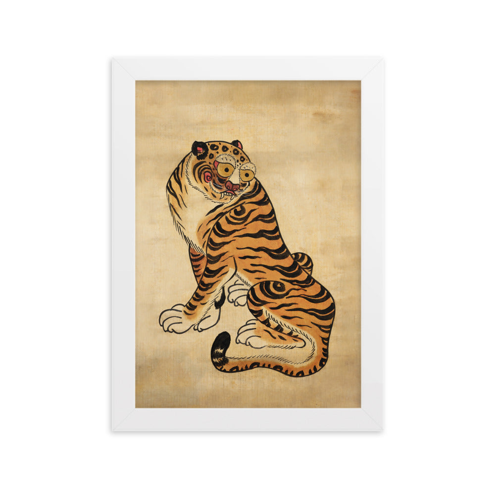 freundlicher Tiger - Poster im Rahmen Kuratoren von artlia Weiß / 21×30 cm artlia