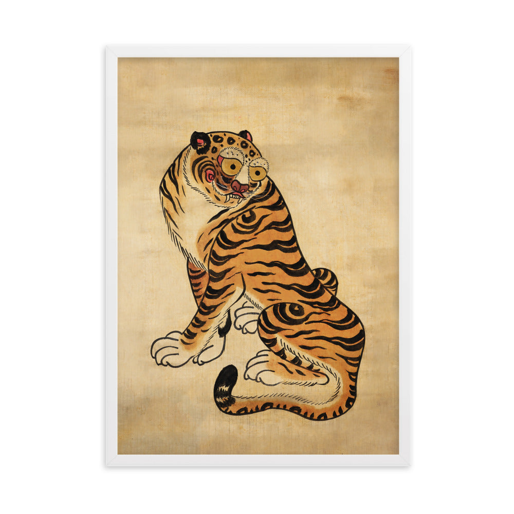 freundlicher Tiger - Poster im Rahmen Kuratoren von artlia Weiß / 50×70 cm artlia