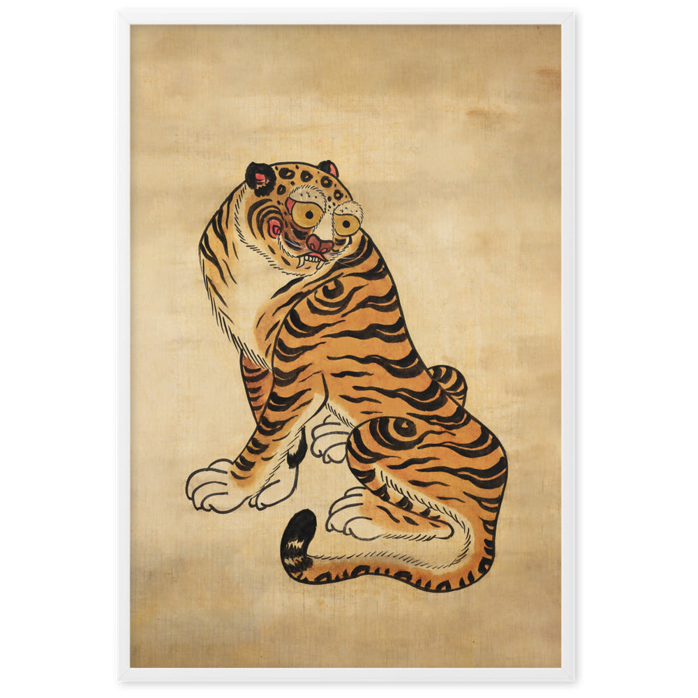 freundlicher Tiger - Poster im Rahmen Kuratoren von artlia Weiß / 61×91 cm artlia