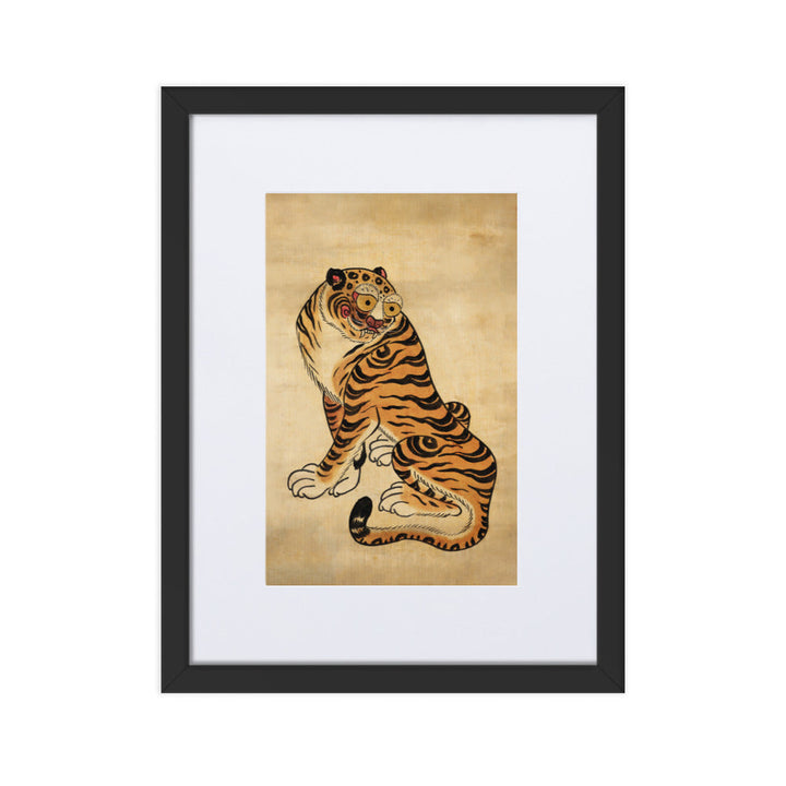freundlicher Tiger - Poster im Rahmen mit Passepartout Kuratoren von artlia Schwarz / 30×40 cm artlia
