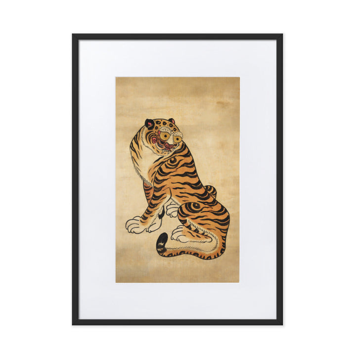 freundlicher Tiger - Poster im Rahmen mit Passepartout Kuratoren von artlia Schwarz / 50×70 cm artlia