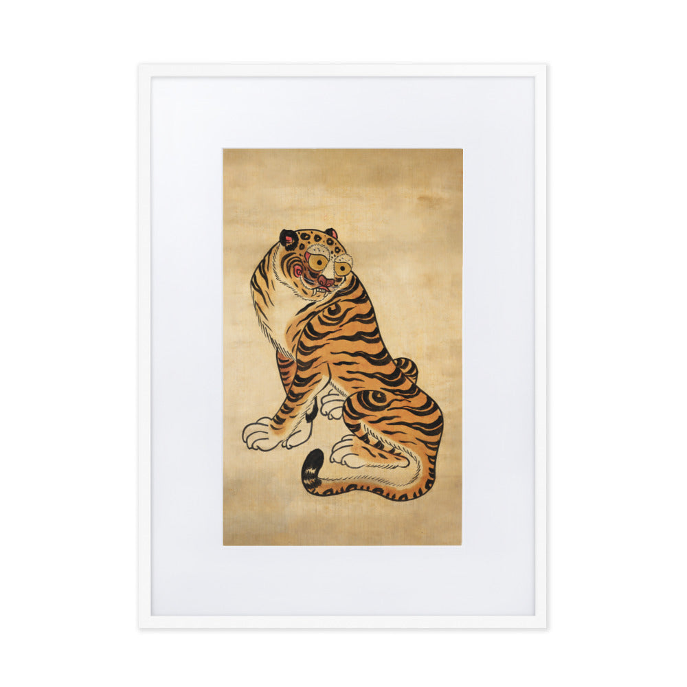freundlicher Tiger - Poster im Rahmen mit Passepartout Kuratoren von artlia Weiß / 50×70 cm artlia