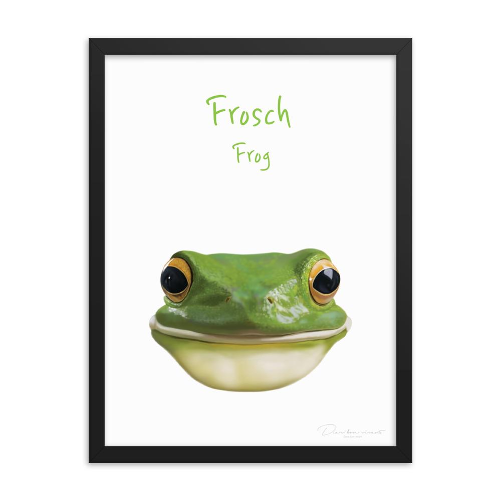 Frosch - Poster im Rahmen für Kinder dear.bon.vivant schwarz / 30x41 cm artlia