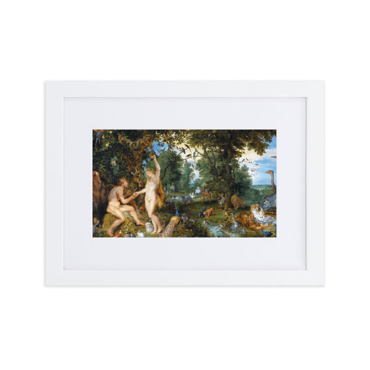 Garden of Eden - Poster im Rahmen mit Passepartout Peter Paul Rubens Weiß / 21×30 cm artlia