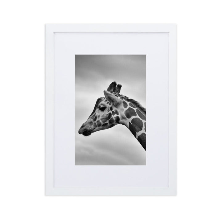 Giraffe - Poster im Rahmen mit Passepartout Kuratoren von artlia Weiß / 30×40 cm artlia