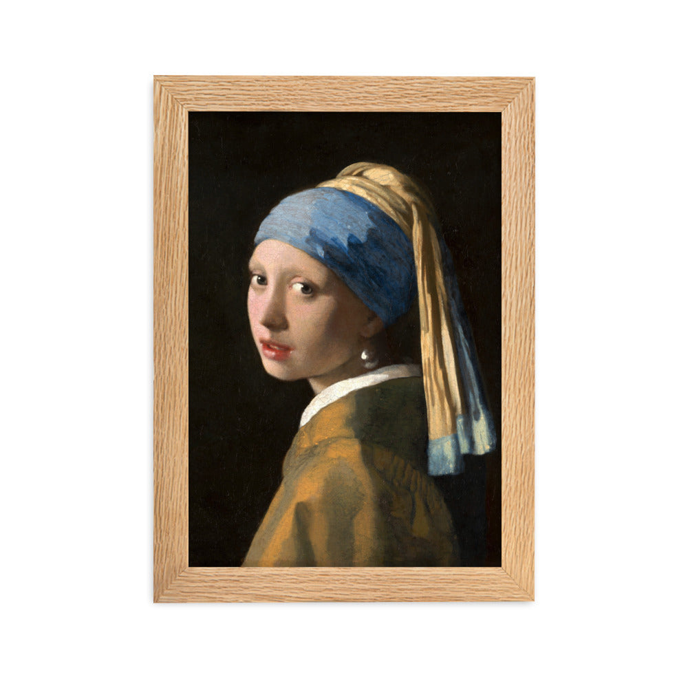 Girl with a Pearl Earring - Poster im Rahmen Johannes Vermeer Oak / 21×30 cm artlia