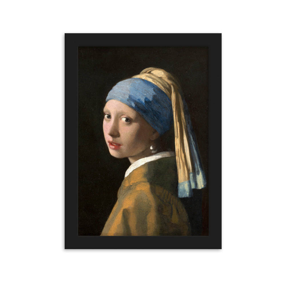 Girl with a Pearl Earring - Poster im Rahmen Johannes Vermeer Schwarz / 21×30 cm artlia