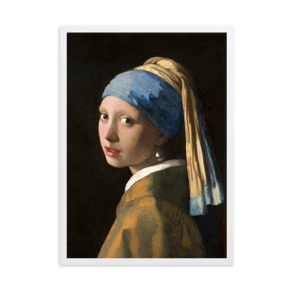 Girl with a Pearl Earring - Poster im Rahmen Johannes Vermeer Weiß / 50×70 cm artlia