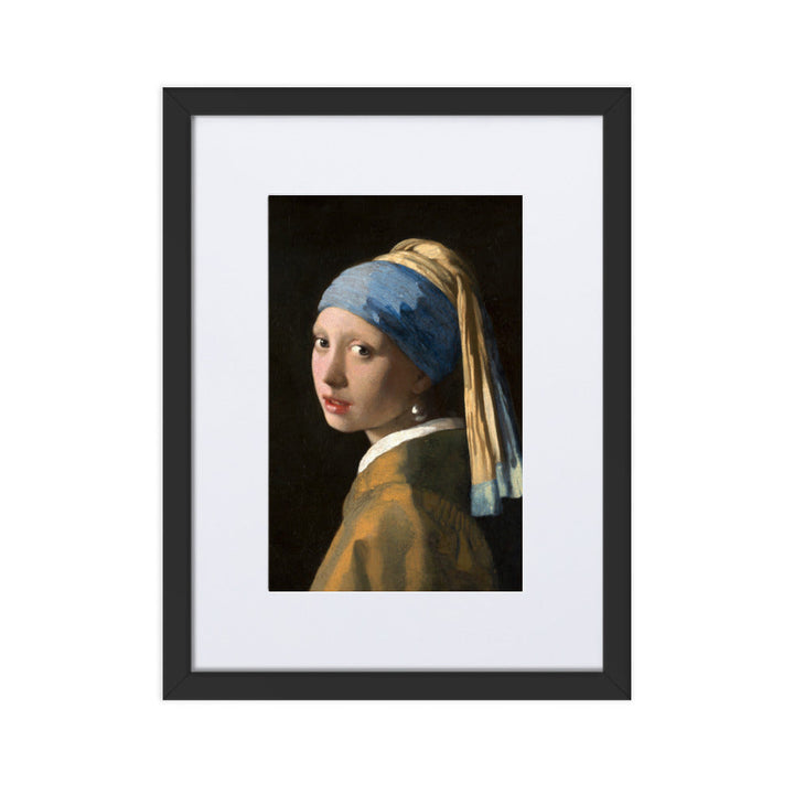 Girl with a Pearl Earring - Poster im Rahmen mit Passepartout Johannes Vermeer Schwarz / 30×40 cm artlia