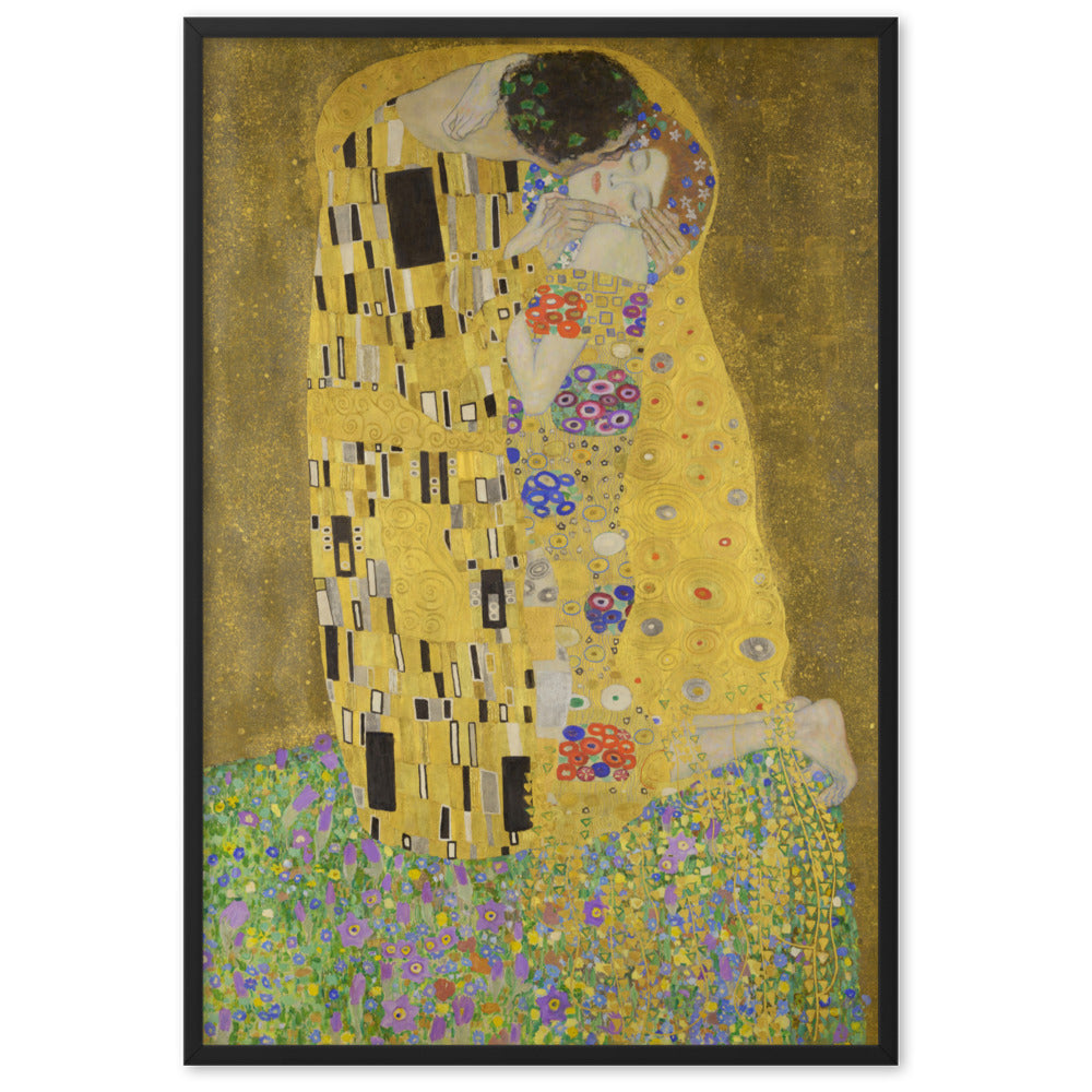 Gustav Klimt, Der Kuss - Poster im Rahmen Gustav Klimt Schwarz / 61×91 cm artlia