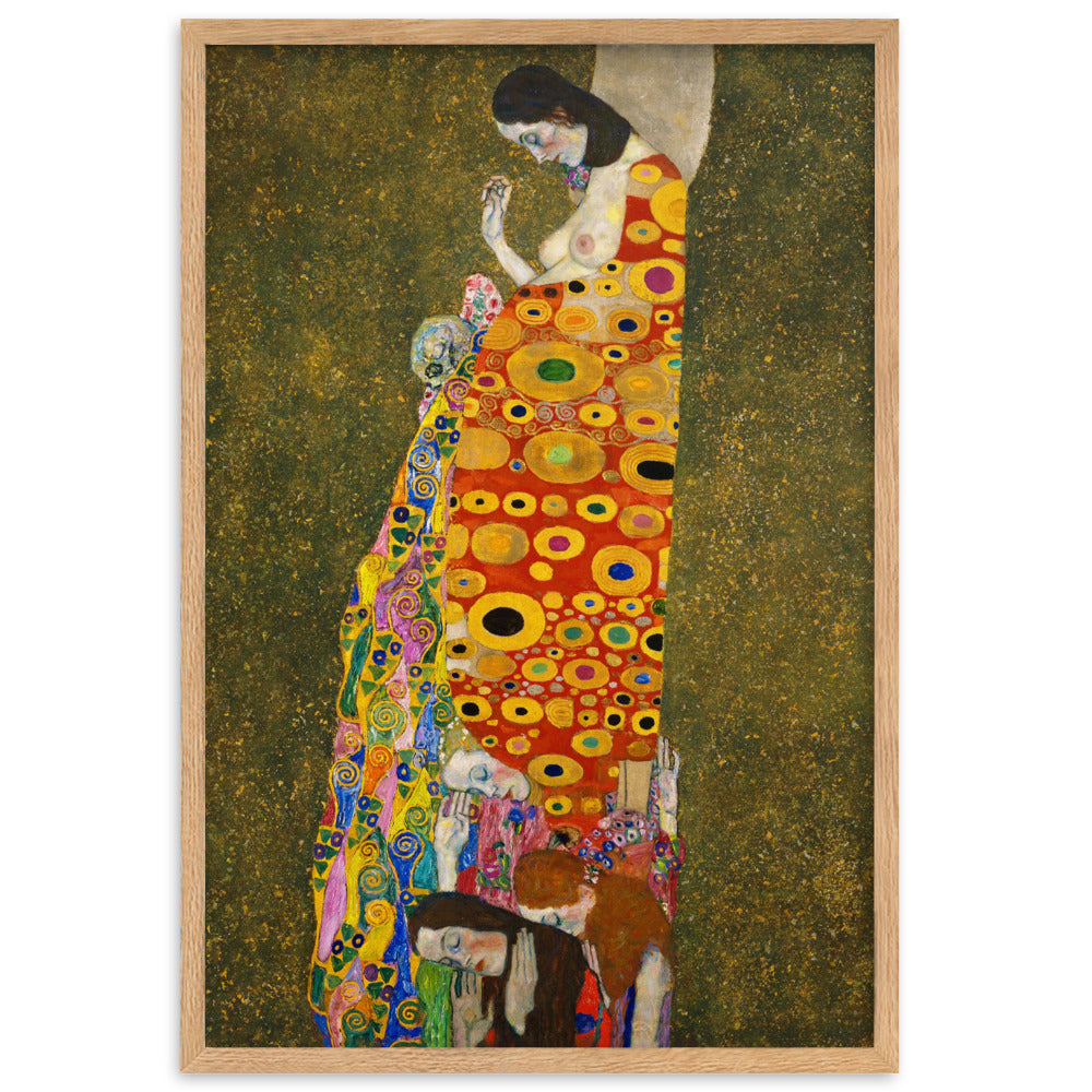 Gustav Klimt, Hope II - Poster im Rahmen Gustav Klimt Oak / 61×91 cm artlia