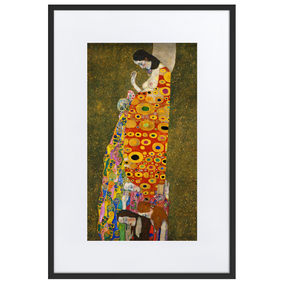 Gustav Klimt, Hope II - Poster im Rahmen mit Passepartout Gustav Klimt Schwarz / 61×91 cm artlia