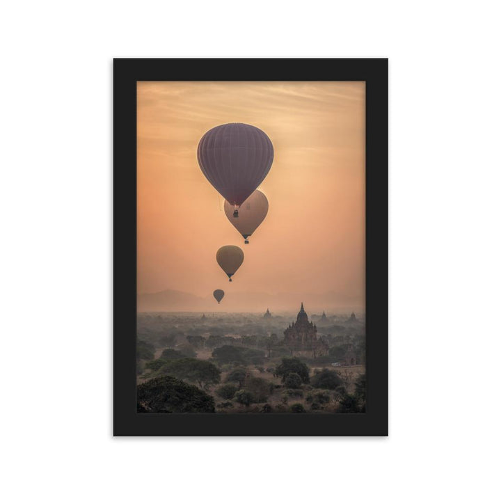 Heißluftbalons hot air balloons - Poster im Rahmen artlia Schwarz / 21×30 cm artlia