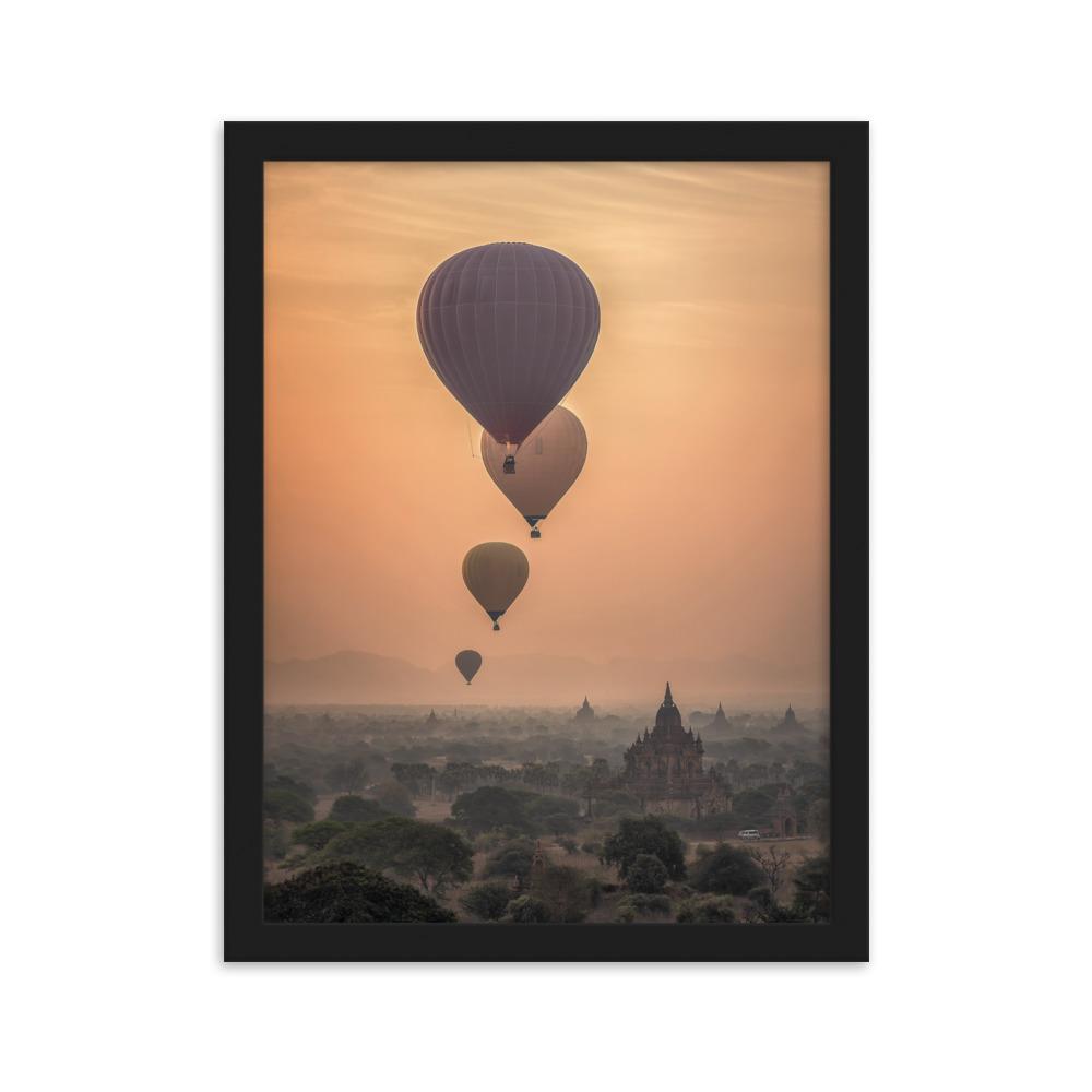 Heißluftbalons hot air balloons - Poster im Rahmen artlia Schwarz / 30×40 cm artlia