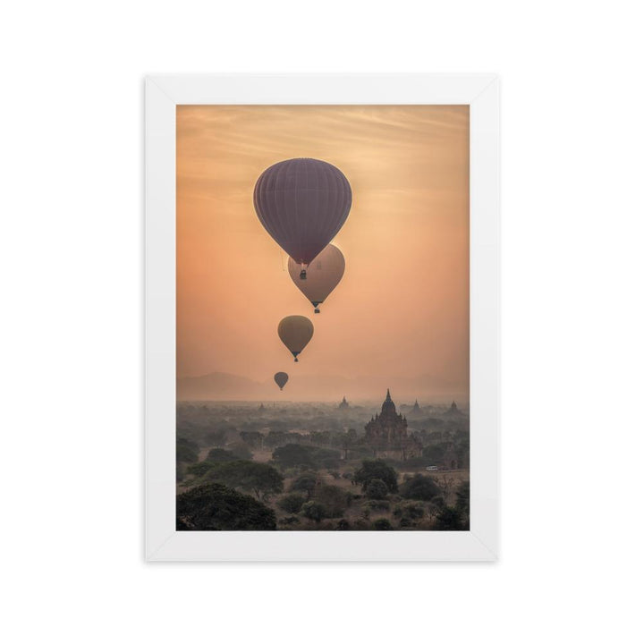 Heißluftbalons hot air balloons - Poster im Rahmen artlia Weiß / 21×30 cm artlia