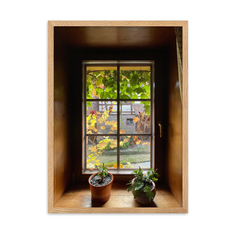 Herbstfenster Margersdorf - Poster im Rahmen Kuratoren von artlia Oak / 50×70 cm artlia