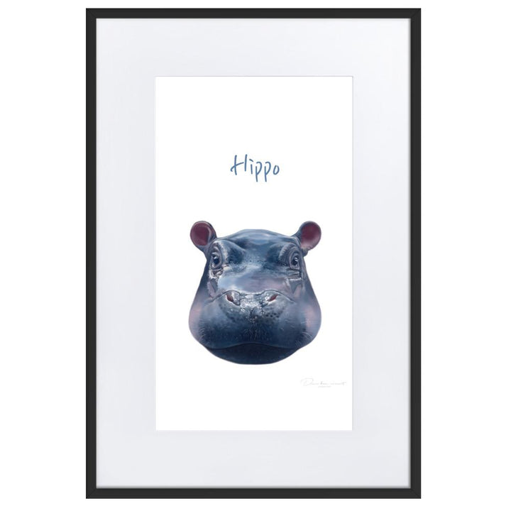 Hippo - Poster im Rahmen mit Passepartout dear.bon.vivant schwarz / 61×91 cm artlia