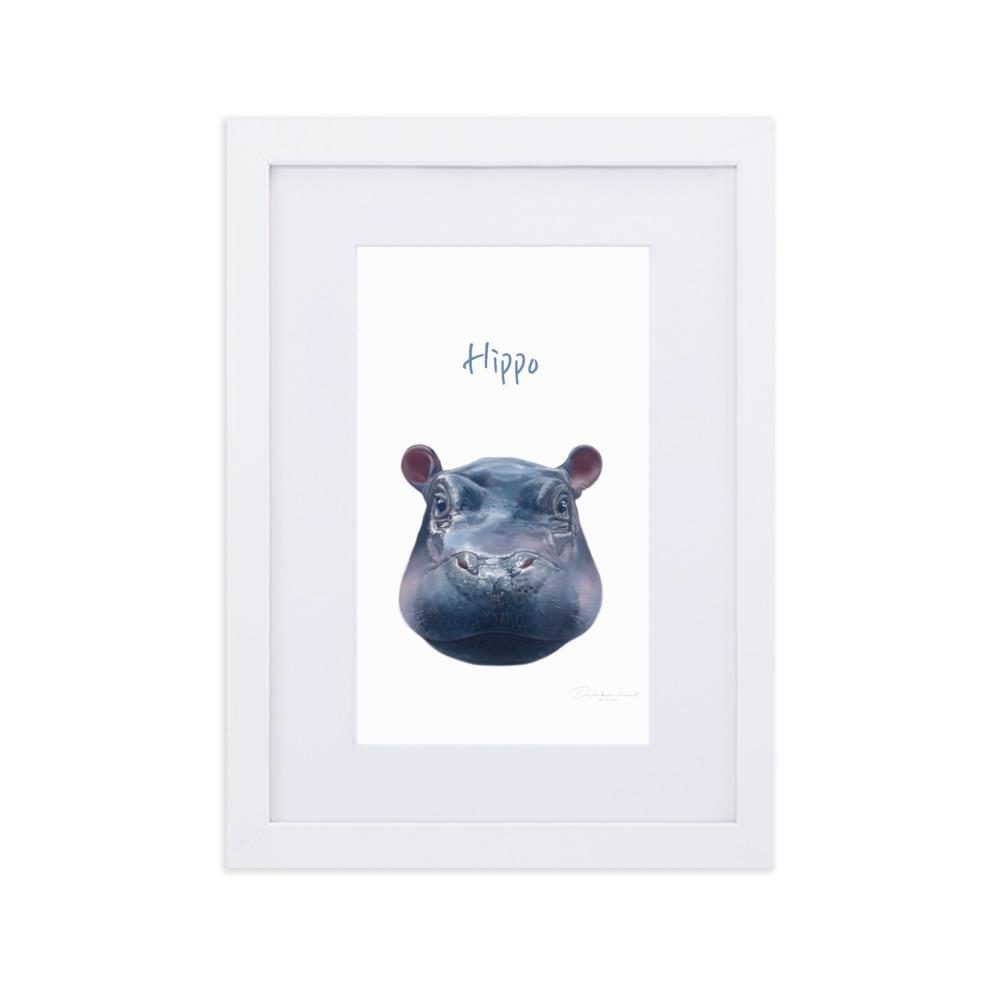 Hippo - Poster im Rahmen mit Passepartout dear.bon.vivant weiß / 21×30 cm artlia