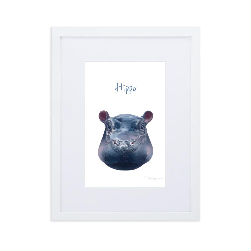 Hippo - Poster im Rahmen mit Passepartout dear.bon.vivant weiß / 30×40 cm artlia