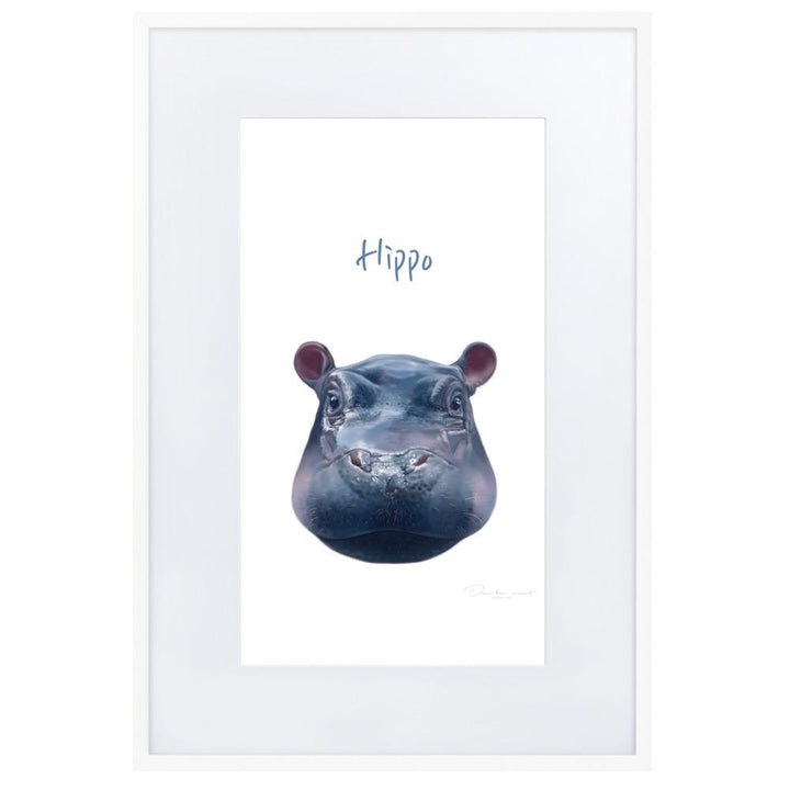 Hippo - Poster im Rahmen mit Passepartout dear.bon.vivant weiß / 61×91 cm artlia