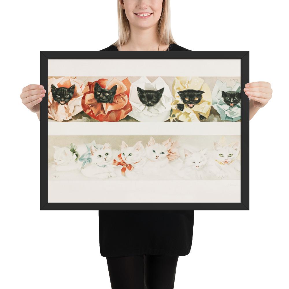Katzen - Poster im Rahmen Boston Public Library schwarz / 46x61 cm artlia