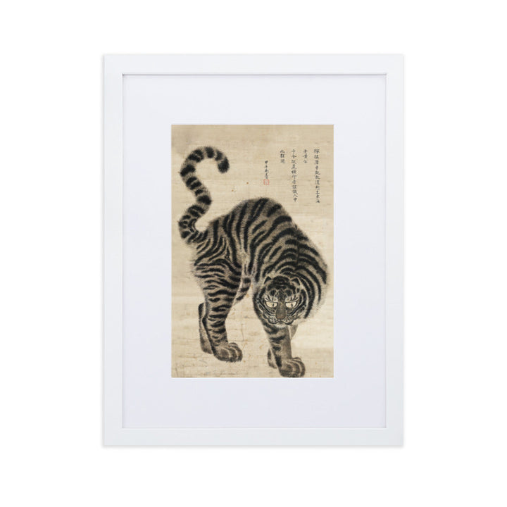 koreanischer Tiger - Poster im Rahmen mit Passepartout Hong-do Kim Weiß / 30×40 cm artlia