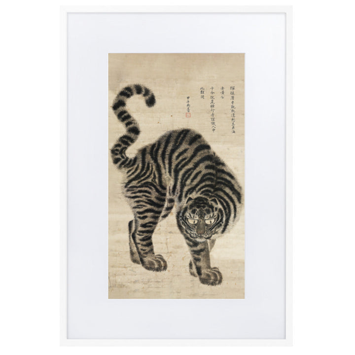koreanischer Tiger - Poster im Rahmen mit Passepartout Hong-do Kim Weiß / 61×91 cm artlia