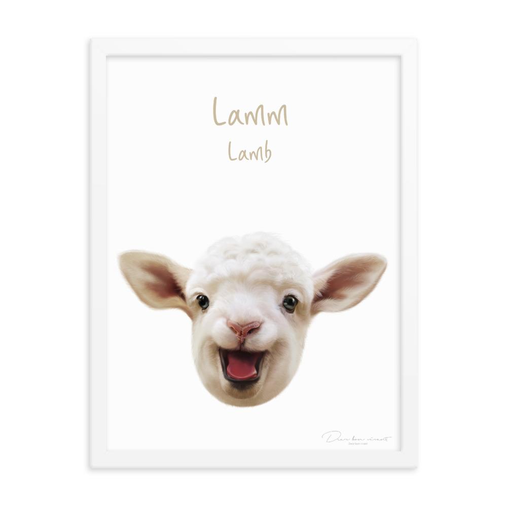 Lamm - Poster im Rahmen dear.bon.vivant weiß / 30x41 cm artlia